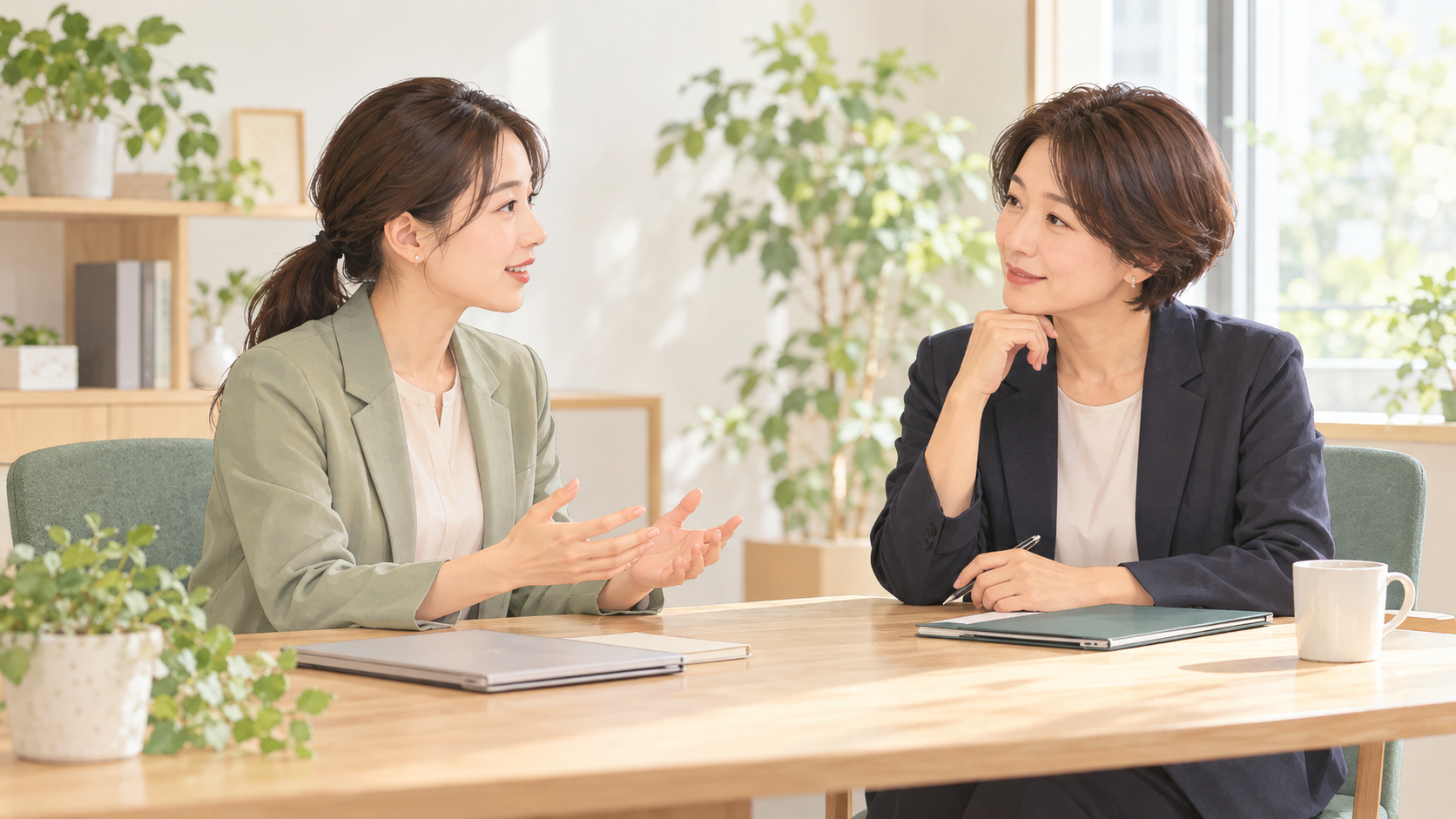 職場で健康課題への配慮について相談する女性たち